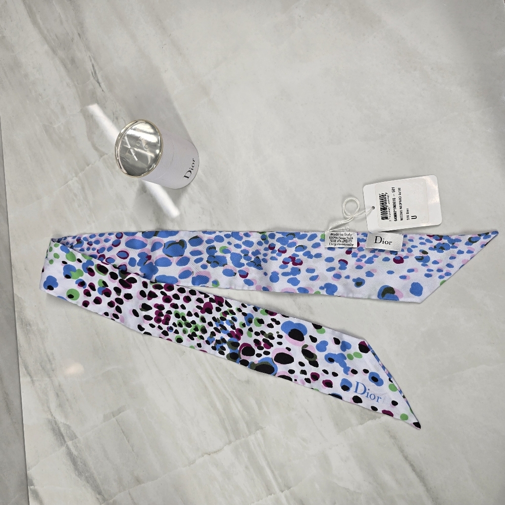 Dior Multicolor Silk Twilly Scarf - Picture 5 of 6